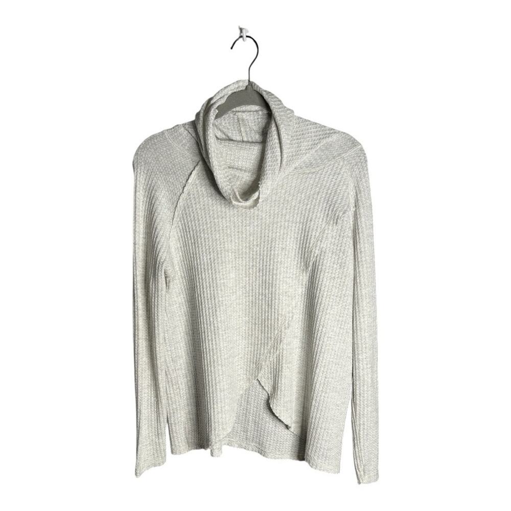 Sweet Romeo Light Gray Waffle Knit Cowl Neck Sweater Medium